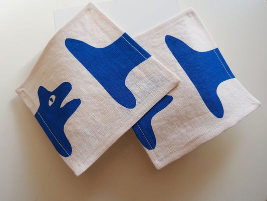 S.E.C. Blue Dog: Linen Cocktail Napkin Set