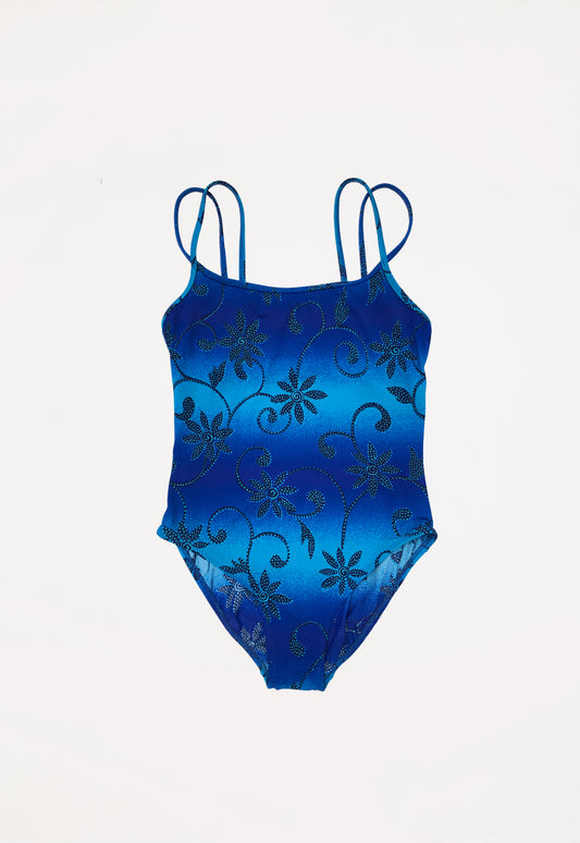 Blue floral maillot